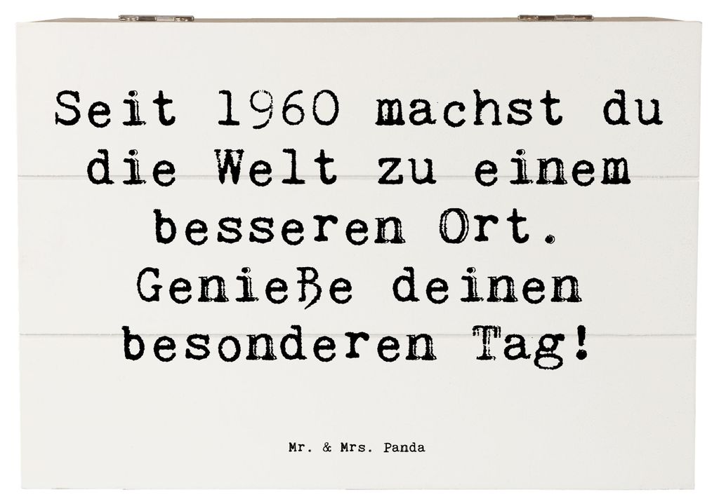 Mr. & Mrs. Panda Box Spruch 1960 Geburtstag 22 x 15 cm - Weiß - Geschenk, Erinnerungskiste, schmuckkiste, schatzkiste holz, Holzkiste, handgeferti...