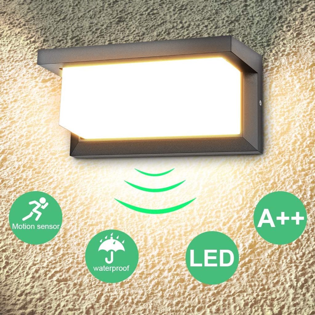 LED Außenleuchte Wand-Leuchte mit Bewegungsmelder Hausbeleuchtung Sensor 18W 