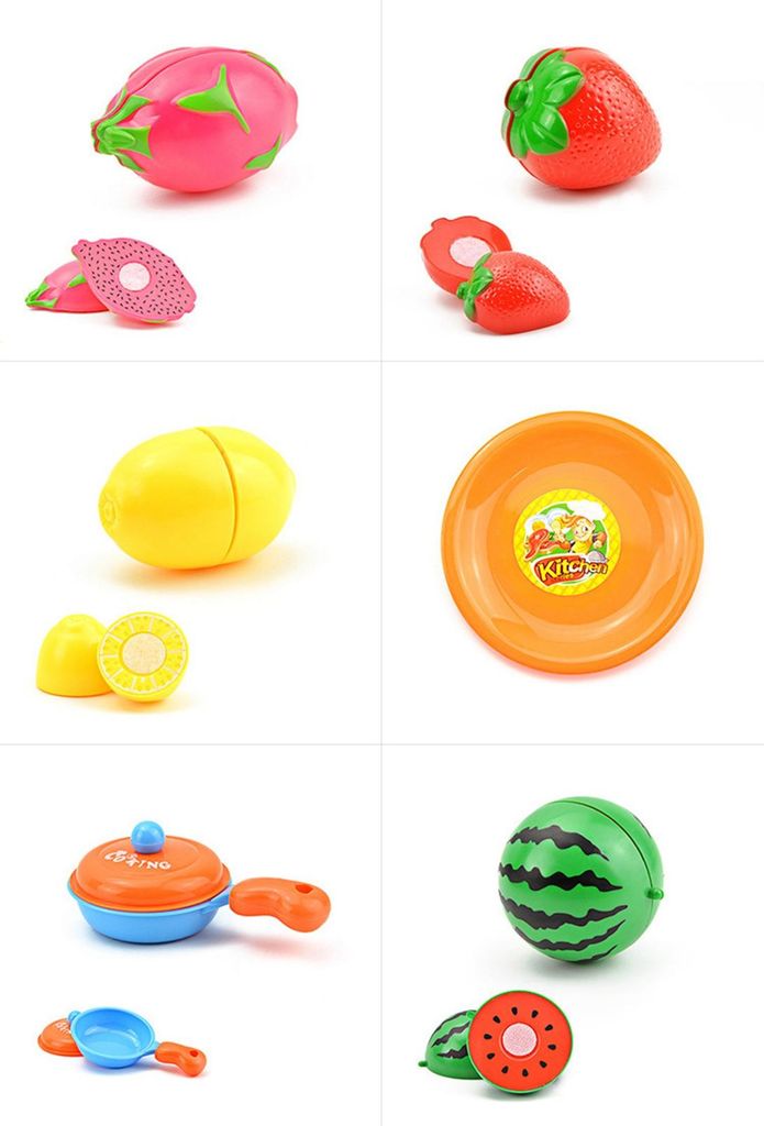 Kinder-Lebensmittel-Schneidspielzeug, pädagogisches, lebensechtes Kunststoff-Kinderküchen-Set zum Rollenspiel, Obstspielzeug (23 Stück)