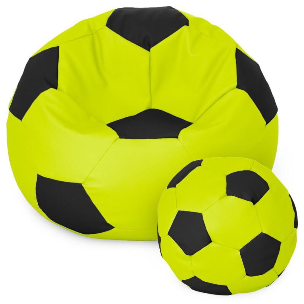 Fußball Sessel mit Füllung EPS Perlen Sitzsack Beanbag Sitzkissen 120cm Limettenschwarz Sitzkissen Kissen Sitzsäcke Wohnzimmer Sitzsackbezug Gam