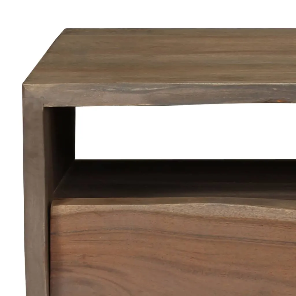 Table basse acacia gris massif robuste et stable bords naturels 90x50cm