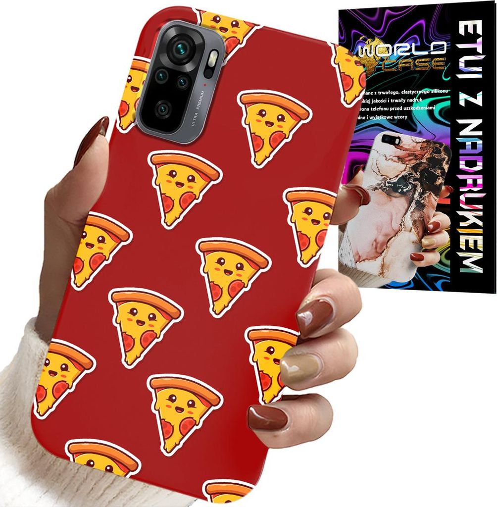 Hülle Für Xiaomi Note 10 / 10S - Design Mit Fröhlicher Pizza Auf Rotem Hintergrund