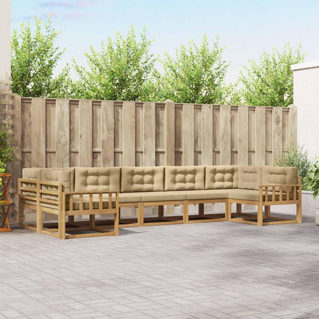 Möbel Outdoor-Sofagarnitur mit Kissen 7 pcs Weiß und BeigeGartensofas - Gartensofas c2865