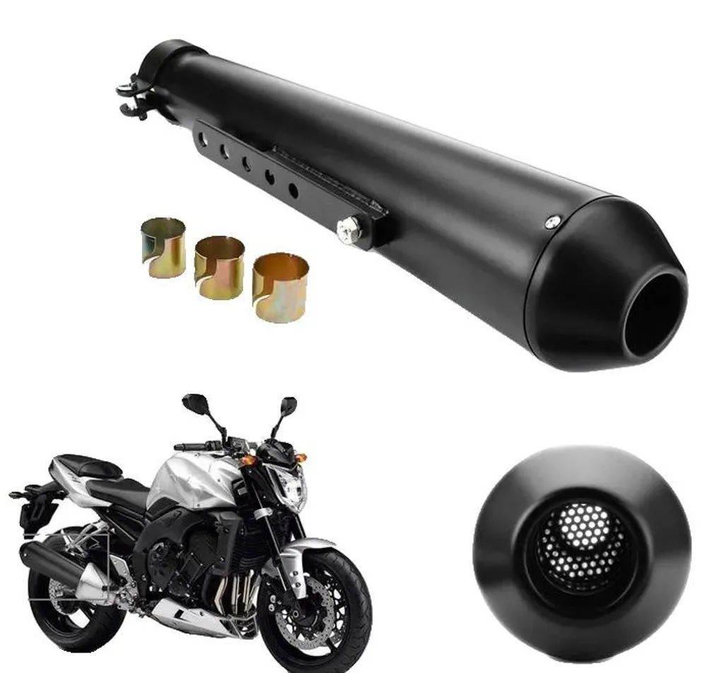 Silencieux d'échappement moto vintage noir mat universel style custom