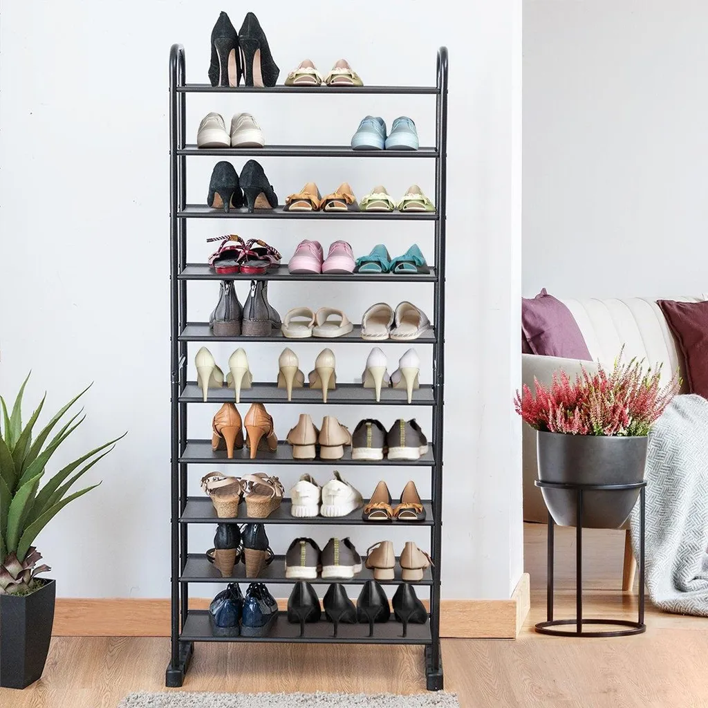 Étagère à chaussures à 10 niveaux en métal noir modulable - Modèle H32 - 2
