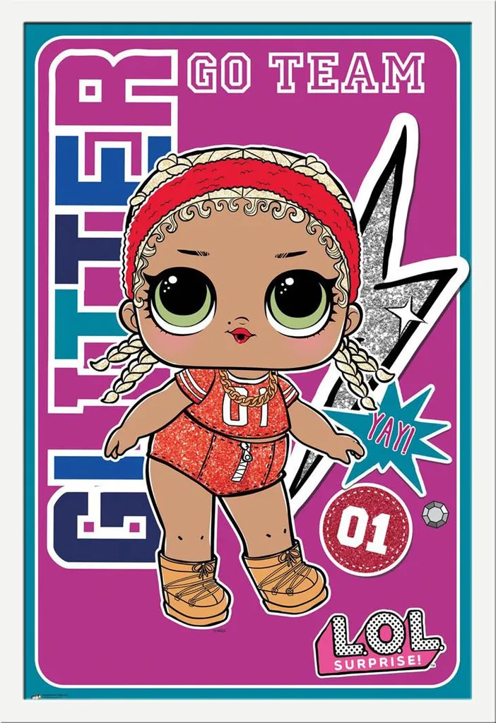 Poster LOL Surprise Team Glitter avec cadre Shinsuke Maxi MDF blanc 61x91