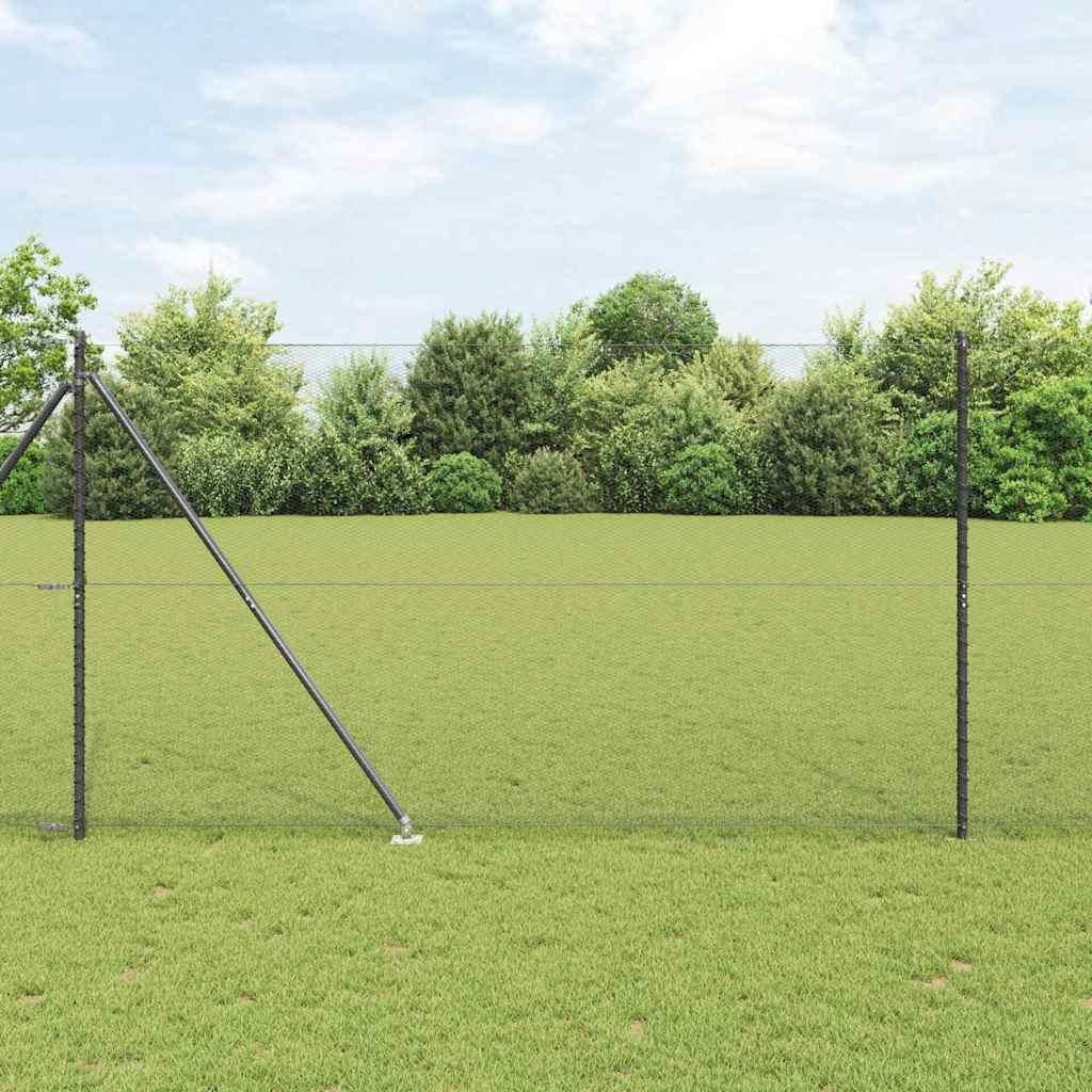 Maison Exclusive - Zaunpfosten Grau 50 x 1,6 m (13 mm Maschen) Stahl und PVC