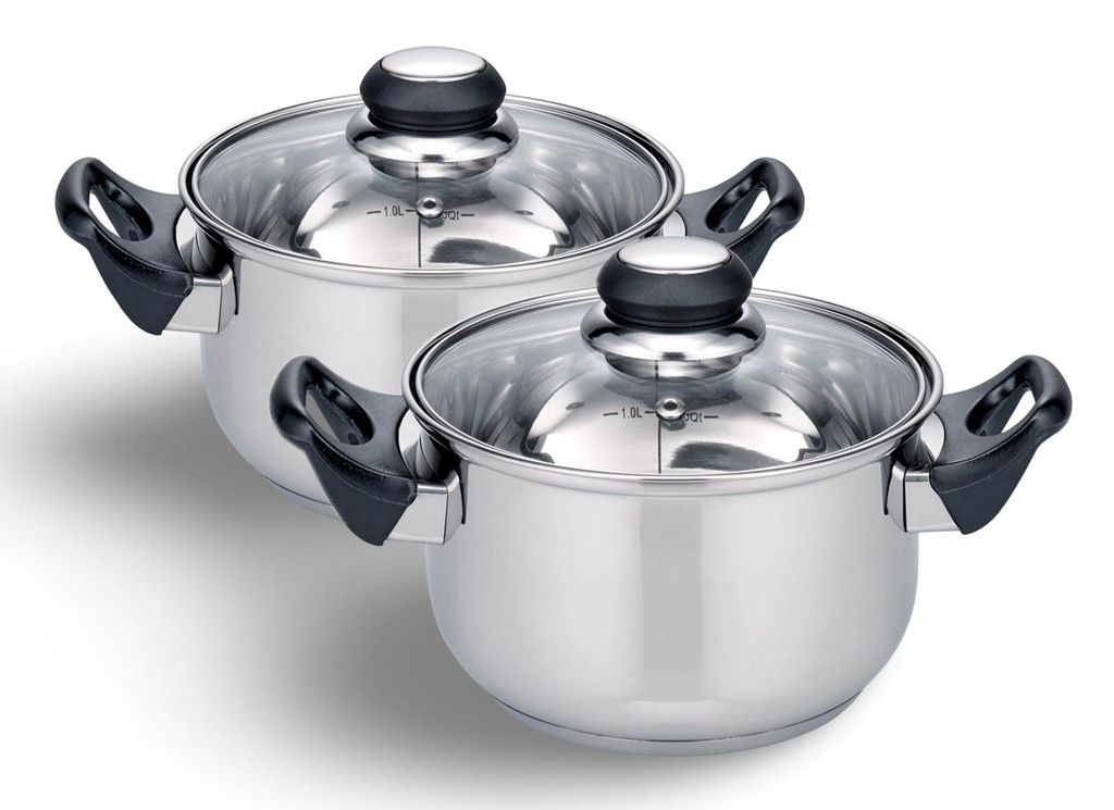 2x Edelstahl Kochtopf "Turin" 16cm kleine Kochtöpfe Küche Produktbild 