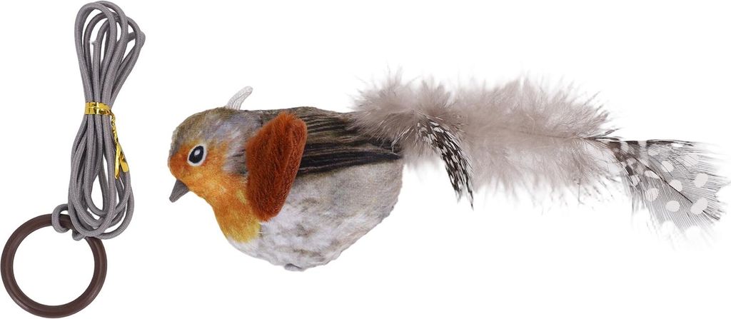 Interaktives Vogel-Spielzeug für Katzen, berührungsaktiviert, Plüsch-Simulationsvogel, Bewegungsspielzeug für Katzen für drinnen, orange