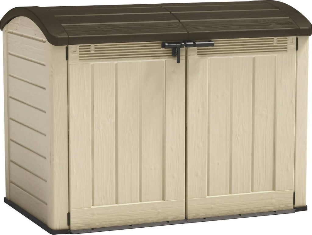 Dmora Außen-Schrank Hinton 177x113x134h cm Beige, 2 Türen, Schwenköffnung