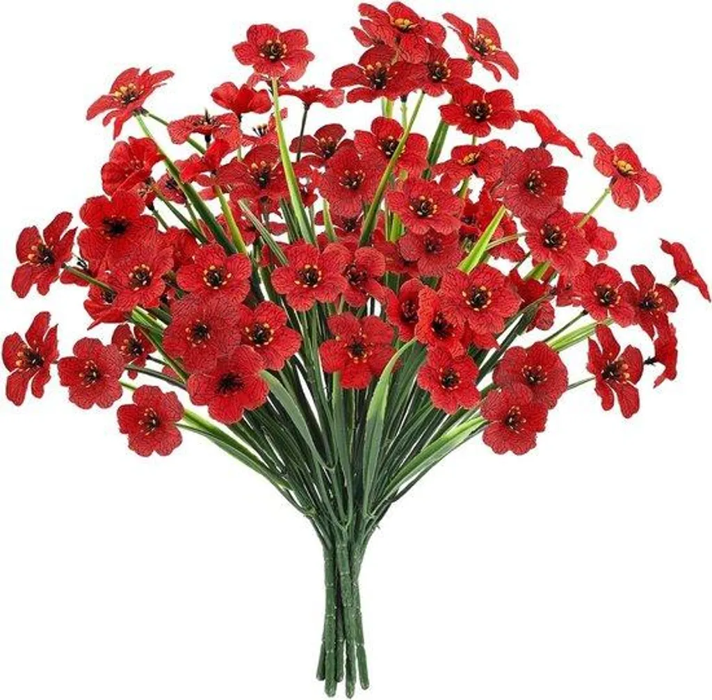 Fleurs artificielles extérieures : lot de 6 bouquets plastique anti-UV