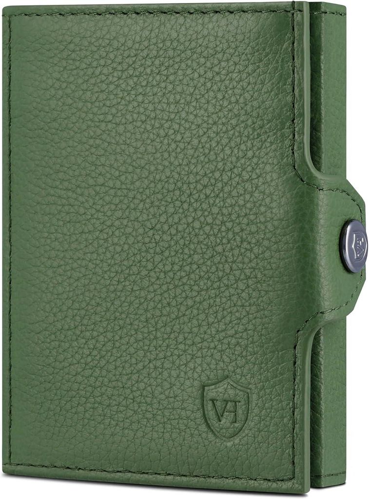 Slim Wallet mit RFID Schutz aus Echtleder Mini Geldbörse für Damen und Herren Kartenetui mit XL Münzfach Scheinfach Kompakt