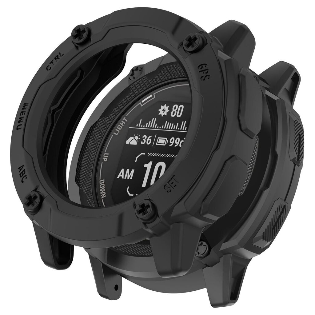 Strap-it TPU-Schutzhülle – passend für Garmin Instinct 2x (50 mm) – schwarze, stoßdämpfende Hülle für die größere Instinct 2x