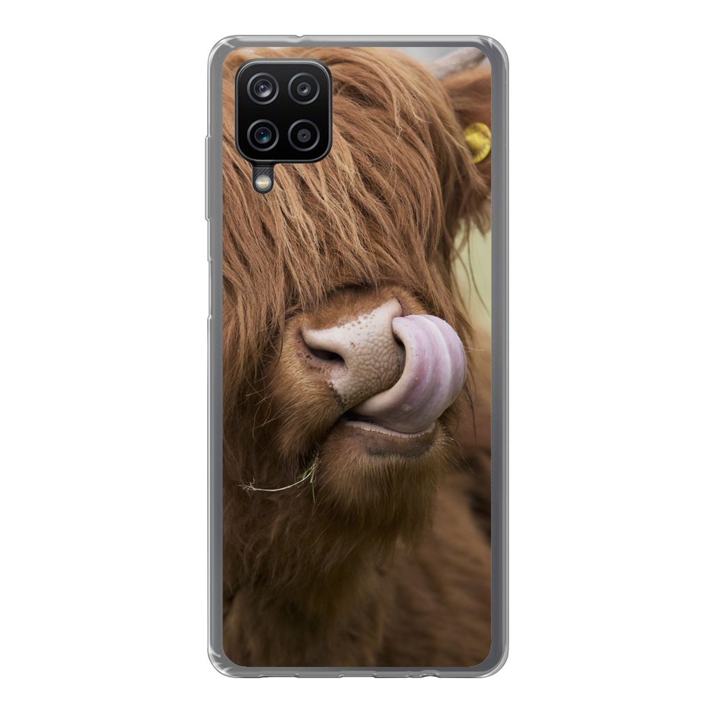 MuchoWow Handyhülle Schutzhülle Hülle für Samsung Galaxy A12 Schottischer Highlander - Braun - Tiere Silikon Softcase Handy Hülle - Bild