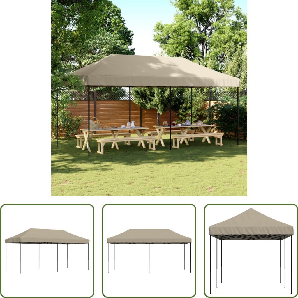 The Living Store Partyzelt Faltbar Pop-Up Taupe 580x292x315 cm
