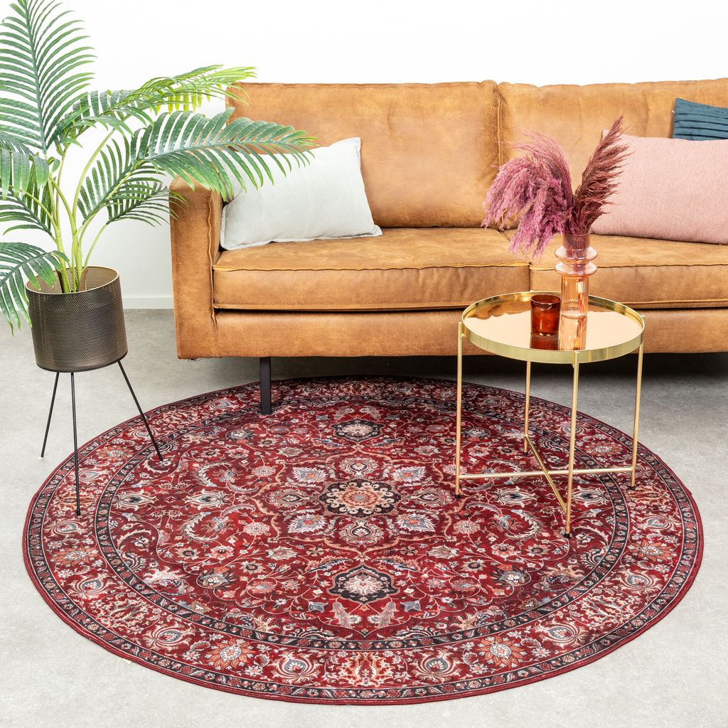 Teppich Vintage Rund - Imagine Medaillon Rot - Ø 240 cm - Wohnzimmer, Esszimmer, Schlafzimmer - FRAAI | Home & Living - Orientalisch