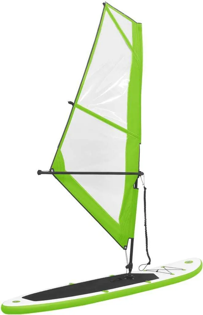vidaXL SUP-Board Gonflable avec Voile Vert et Blanc Ensemble Complet