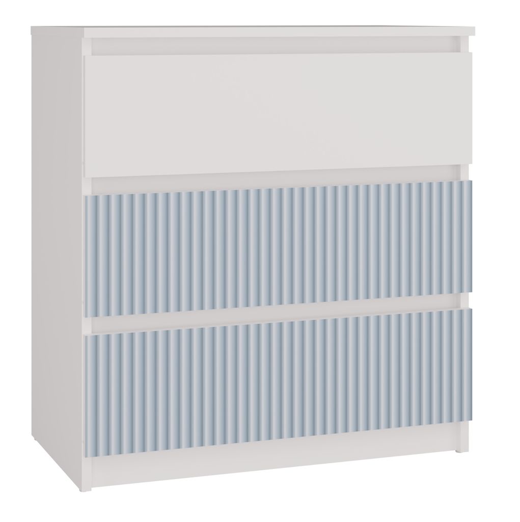 Topeshop M3 FR BLUE, Niebieski, Biały, 3 szuf., Płyta Zdjęcie produktu 