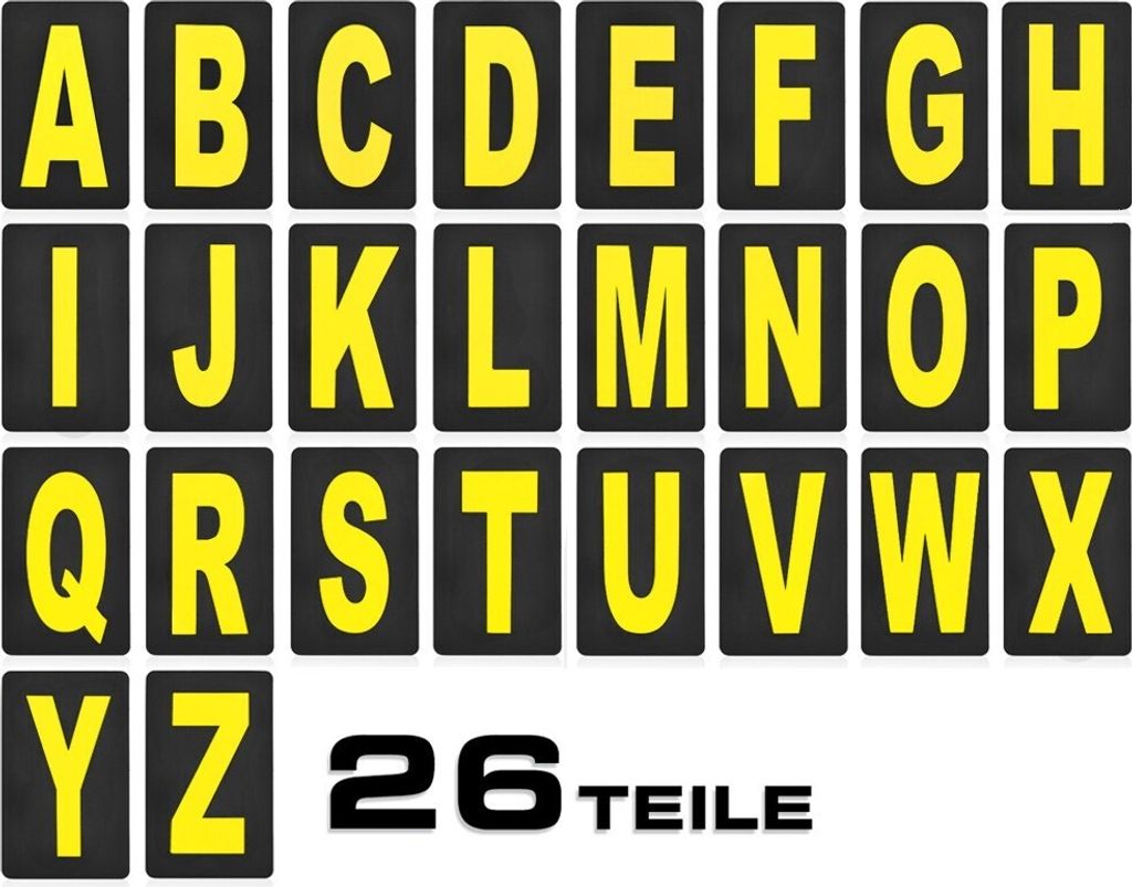 Buchstaben Set für Pitboard, Boxentafel, Infotafel, groß, neongelb