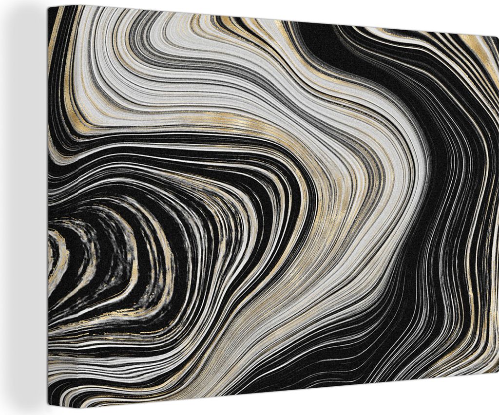 OneMillionCanvasses - Leinwandbilder - 140x90 cm, Achatstein - Marmor - Gold - Edelsteine, Wandbilder Kunstdruck Wanddekoration - Foto auf Leinwa...