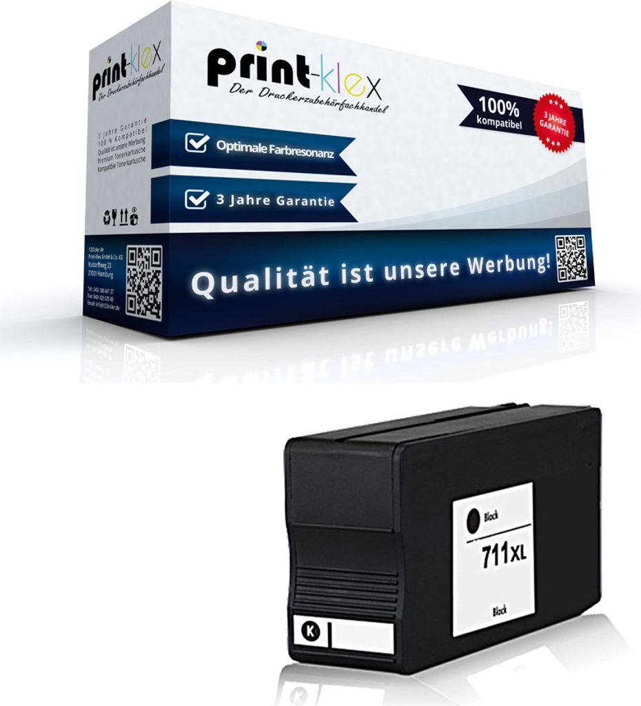 Kompatible Tintenpatrone für HP DesignJetT52036Inch DesignJetT520Series CZ129A 711 Schwarz Black - Office Line Serie