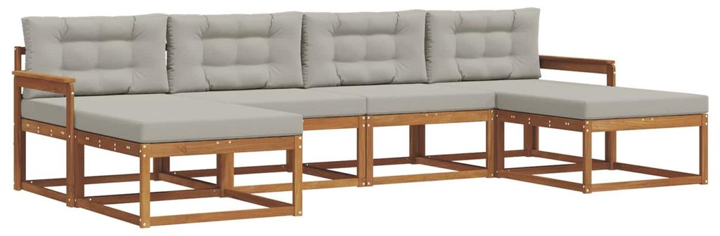(Robust Möbel)Outdoor-Sofa garnitur moderne - Balkonmöbel/Gartenlounge-Set - robust und langlebig - mit Kissen 6 pcs Natürlich und Hellgrau - Ga...
