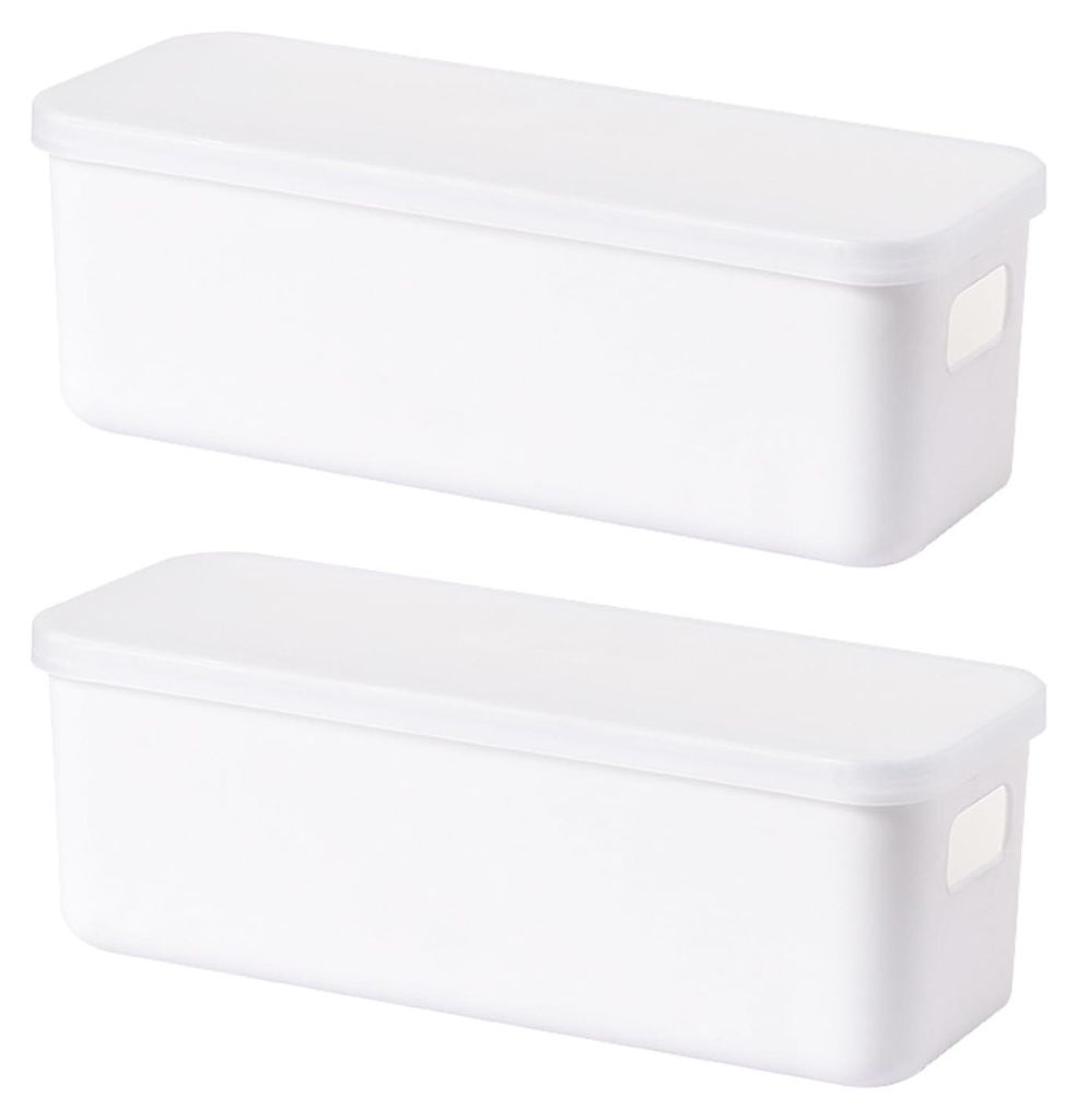 2-teiliges Aufbewahrungsbox-Set mit Deckeln, Aufbewahrungskörbe aus Kunststoff, Organizer-Boxen mit Griffen, Küchenschrank-Organizer, multifunkti...