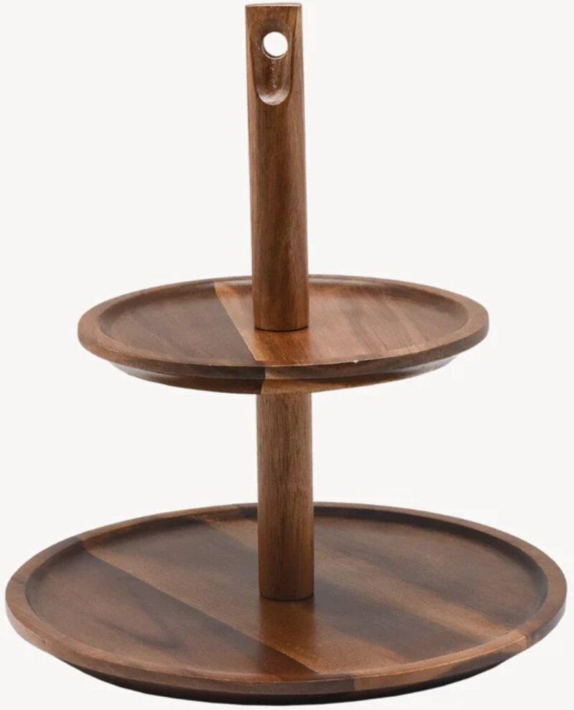 Akazie Lumo Etagere aus Akazienholz - 2-stöckig, modern & zeitlos