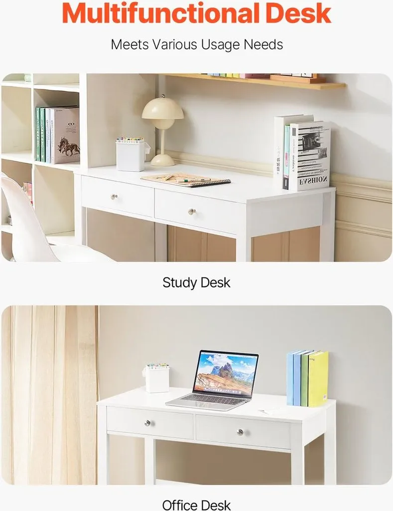 Bureau enfant blanc avec rangement table d'étude simple et compacte
