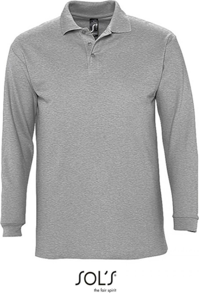 SOLs 11353 | Herren Longsleeve Poloshirt Winter II - Farbe: Grey Melange - Größe: XXL