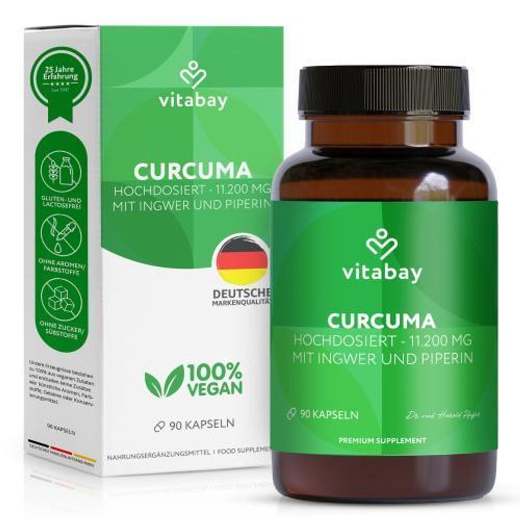Vitabay Kurkuma Kapseln hochdosiert - VEGAN 240 Tabletten Produktbild 
