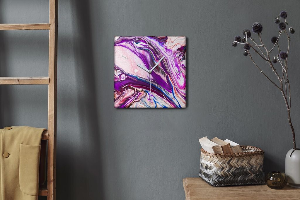 Coloray Hodiny Unikátní 30x30 cm Tiché hodiny Pro obývací pokoj a kuchyň Nástěnné hodiny Plátno Bílé ručičky hodin - oválné formy