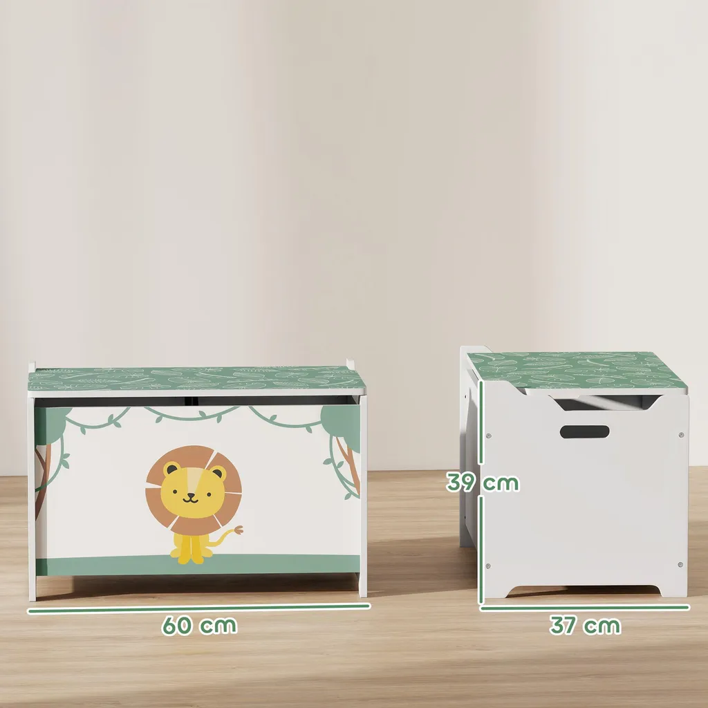 Solution rangement jouets pour salon et chambre enfant, coffre vert design