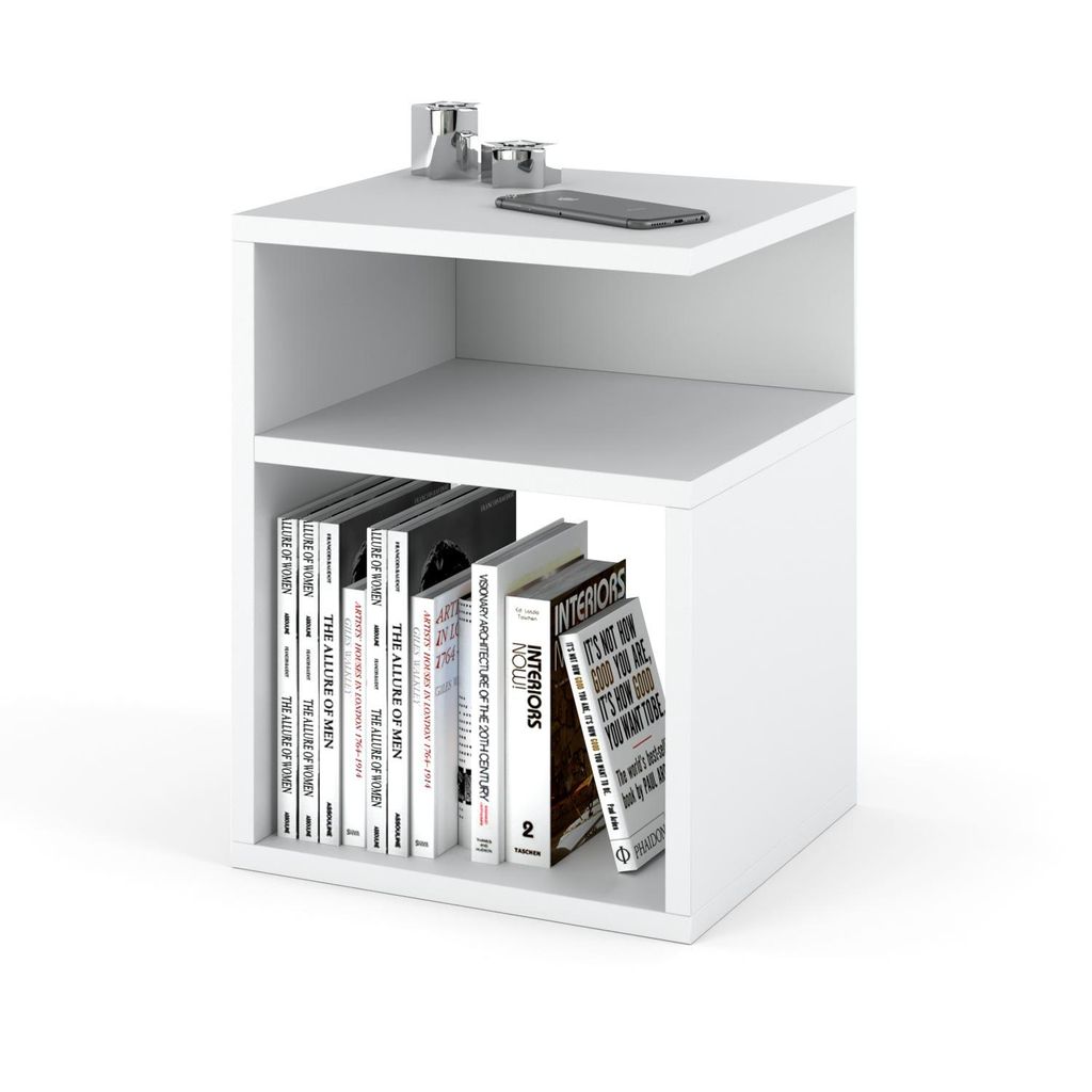 STIV Möbel | Table de chevet 30x32x41 cm Blanc Mat | Table Image du produit 