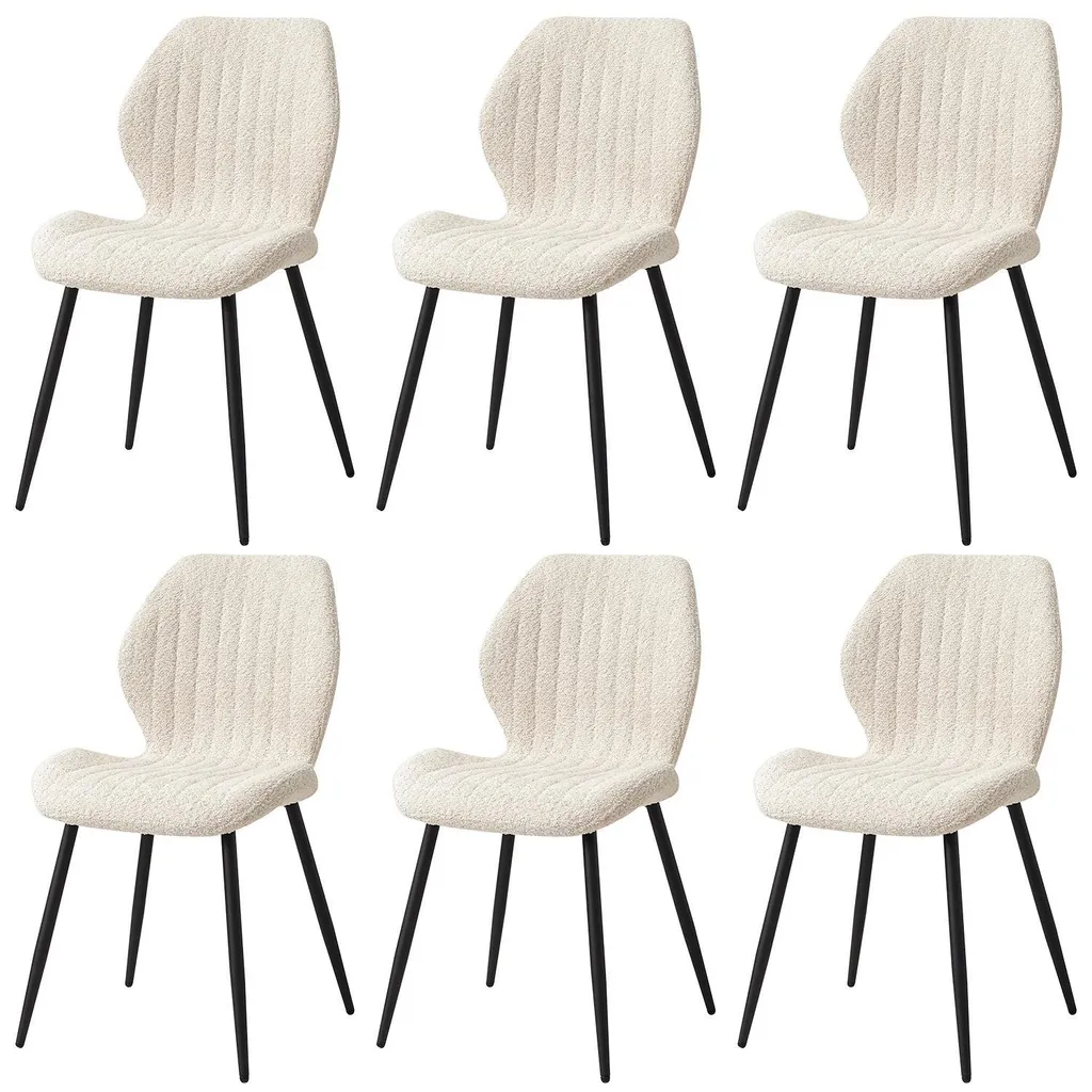 Chaises salle à manger lot de 6 grises gain de place lin et métal sans bras