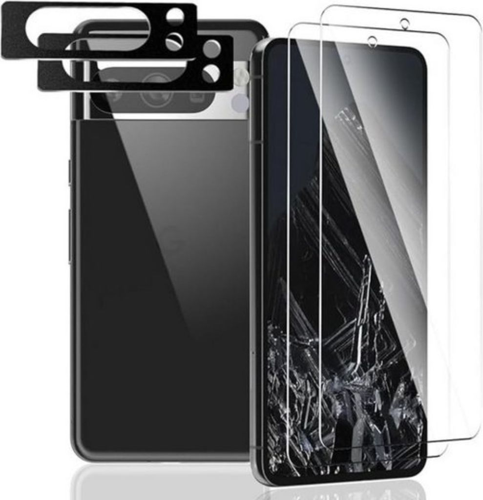 A product shot of a phone screen protector and camera lens protector kit.