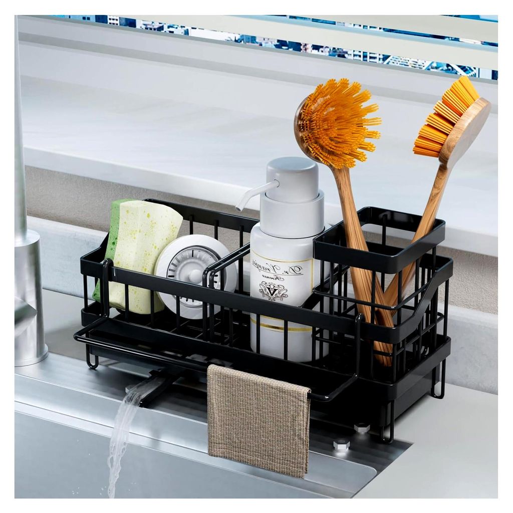 Küchen Spülbecken Organizer, Schwammhalter, Edelstahl Spülorganizer, Spülmittel Halterung, Sink Caddy Küchenorganisation, Spülutensilien Aufb...
