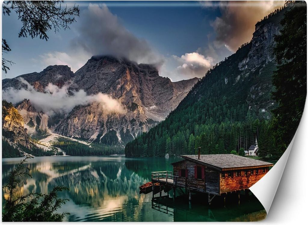 Vlies fototapete Haus am Bergsee 200x140 cm Feeby Bunt inkl. Kleber einfache Montage