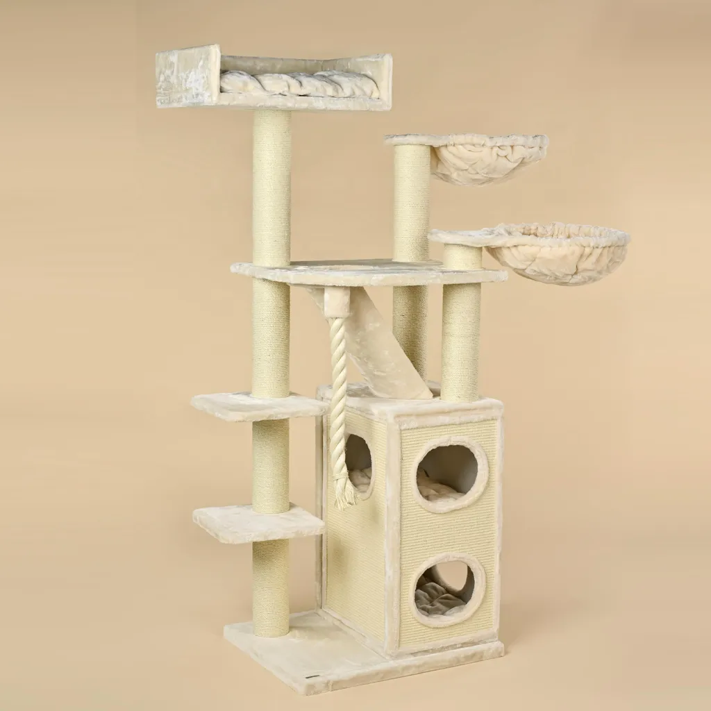 Arbre à Chat XXL pour Grand Chat Maine Coon - Maison Cat Penthouse Beige - 3