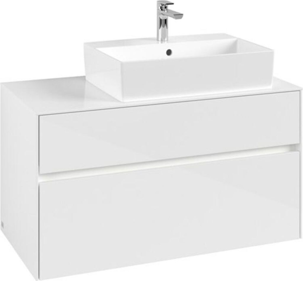 V&B Waschtischunterschrank Collaro 100x54,8x50cm, WT r, LED 7,3 W, glo wh.