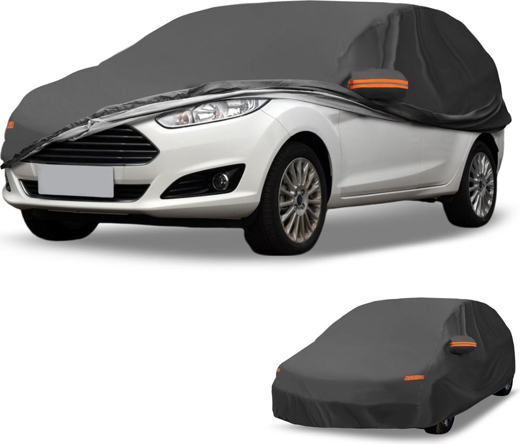 Autoabdeckung Wasserdicht Alle Wetter Automobil Outdoor Anti-UV Sonnenregen Schutz Vollabdeckung fš¹r Ford Fiesta Limousine 2008-2022 Schwarz mit...