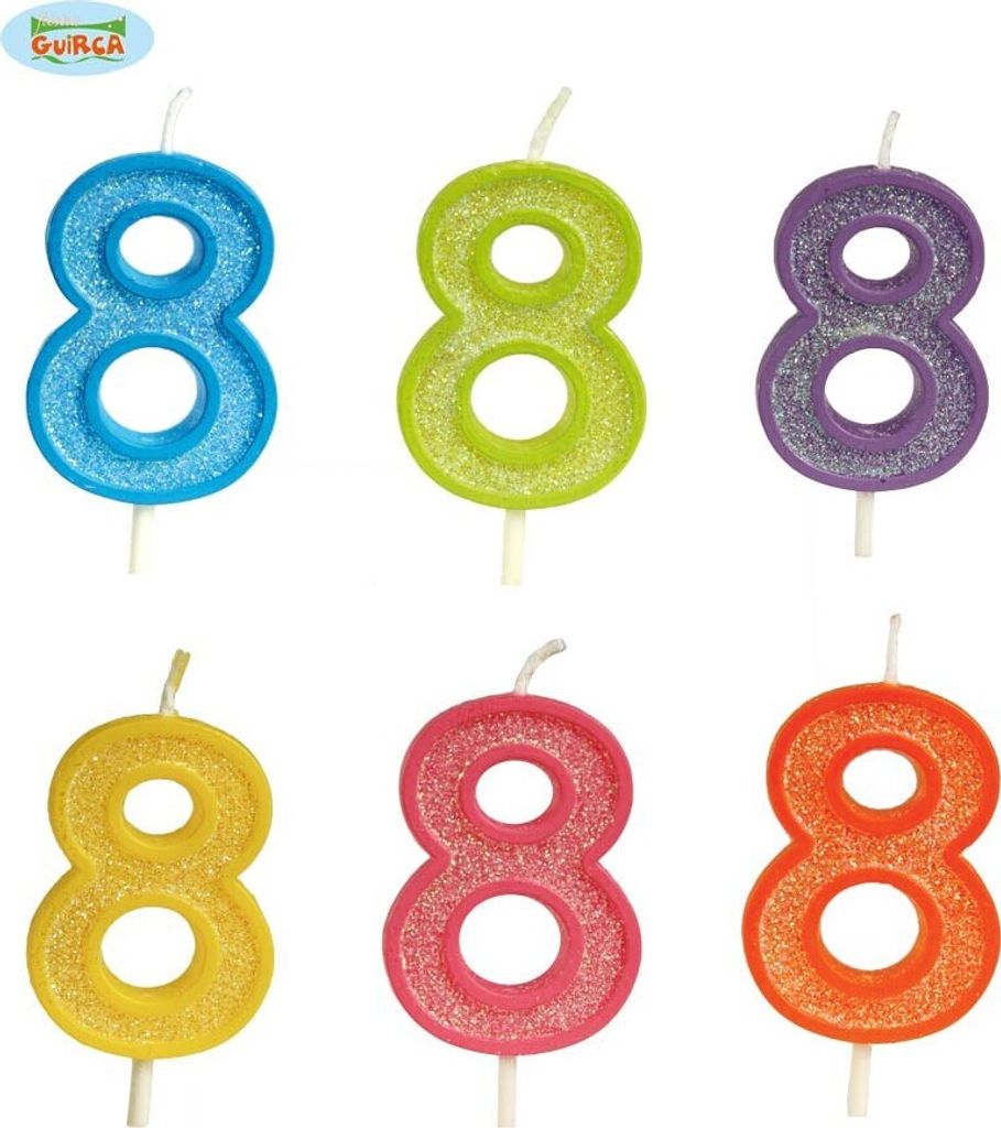 Glitzer-Kerze No. 8,4 Cm 6 Verschiedene Farben