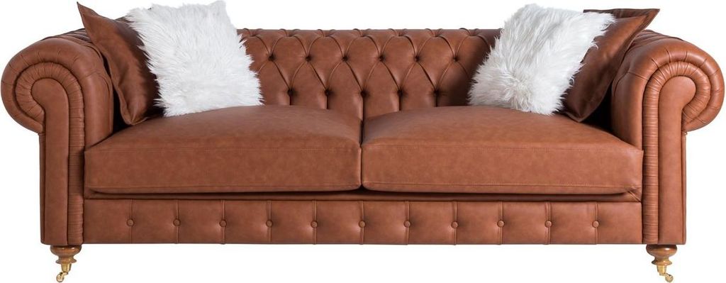 Casa Padrino Luxus Chesterfield Sofa Braun 240 x 100 x H. 78 cm - Edles Wohnzimmer Sofa - Chesterfield Möbel