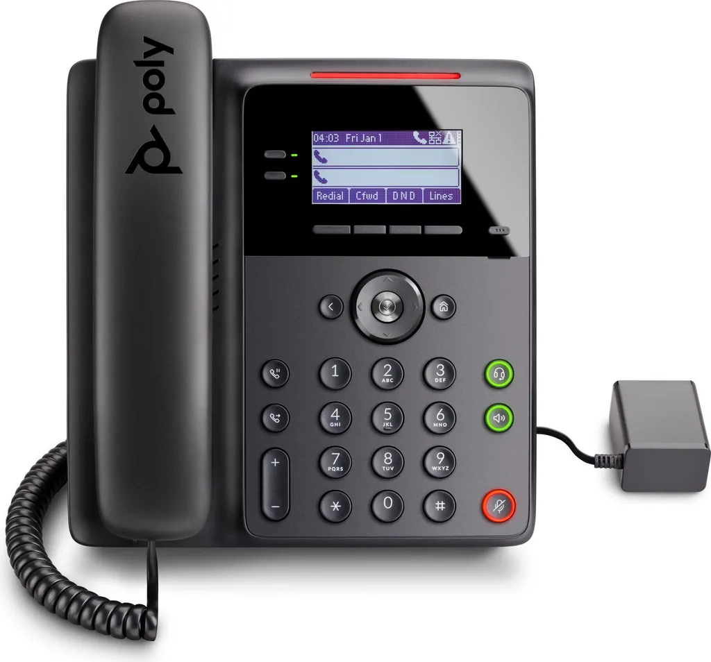 Téléphone de Bureau IP Poly Edge B10 Noir Gigabit pour Fixation Murale - 2