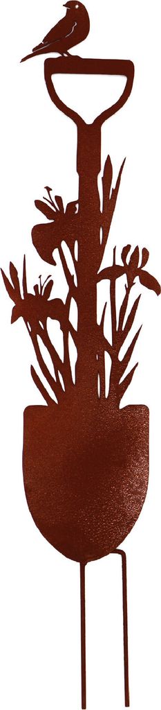 UNUS Gartenstecker aus Edelrost Metall Spaten Lilien 75x17 cm Gartendeko