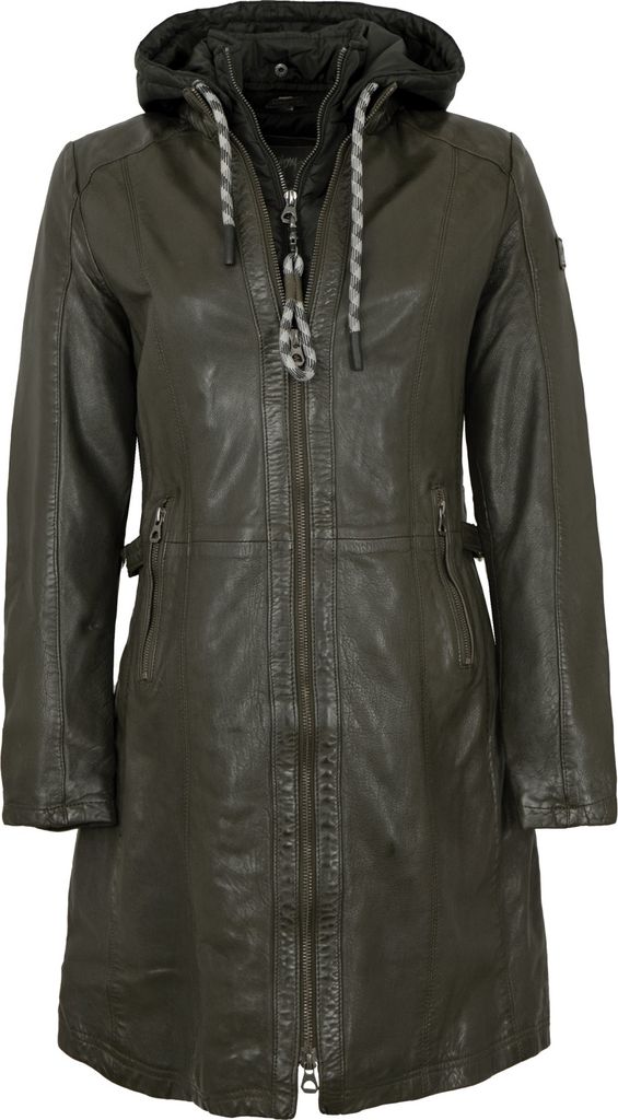 Gipsy by Mauritius Damen Ledermantel Kapuze Lammnappa