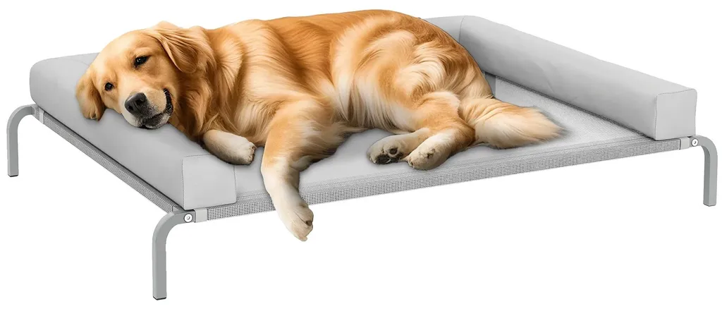 Lit de camp pour chien avec toile tendue aérée pour repos frais et sec