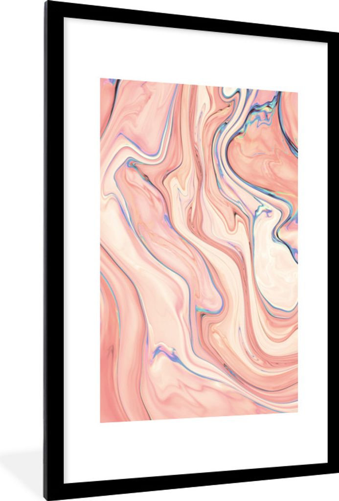 MuchoWow® Gerahmtes Poster Marmor - Pastell - Rosa - Blau - Produktbild 
