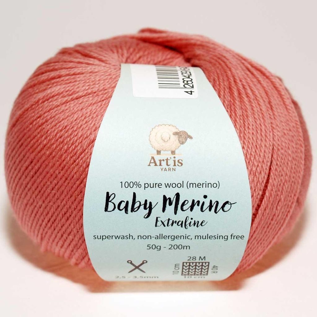Baby Merino Extrafine Art'is Yarn 100% Wolle | Mulesing-frei & Superwash (50g / 200m) (471 altrosa)