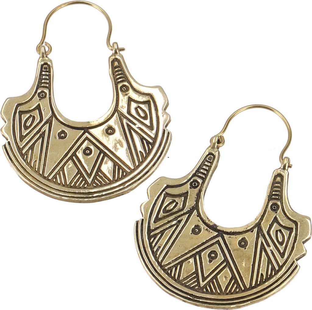 Tribalohrringe aus Messing, Ethnoohrringe, Tribal Ohrringe - Gold, Gold-Farben, Ohrringe + Ohrstecker Modeschmuck